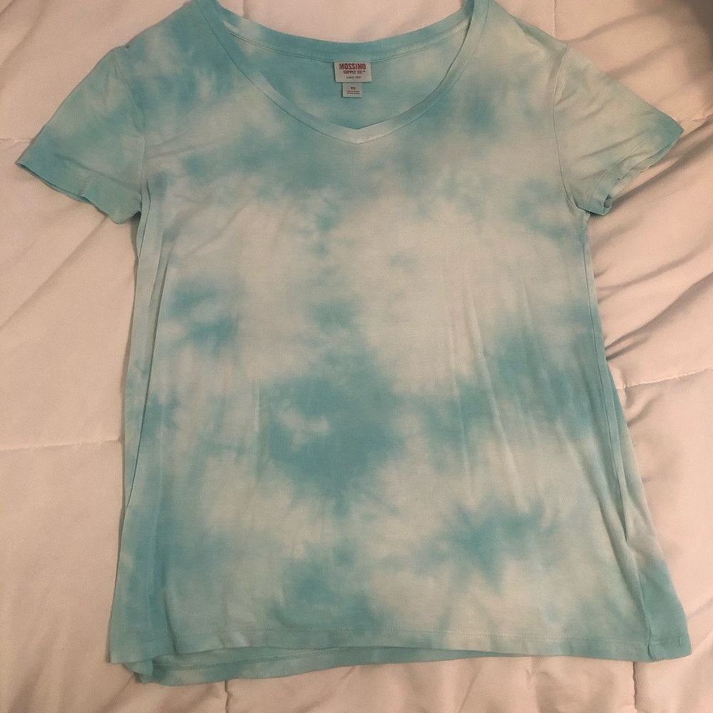 Blue Tie Dye V-Neck T-shirt